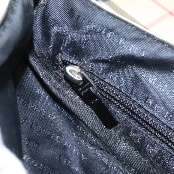 BURBERRY Nova Check Shoulder Bag PVC Beige Silver Auth 115053 - Picture 12 of 16